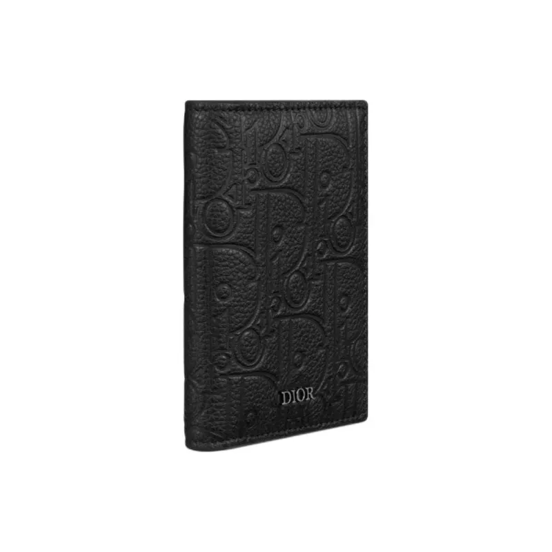 DIOR Gravity Print Smooth Cow Leather Card Holder Men's Black-1