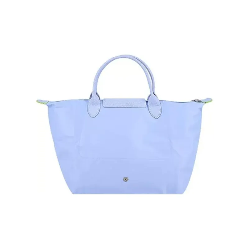 LONGCHAMP Le Pliage Green Cow Leather Trim Dumpling Bag Handbag Travel Bag Large Size Women's Blue-2