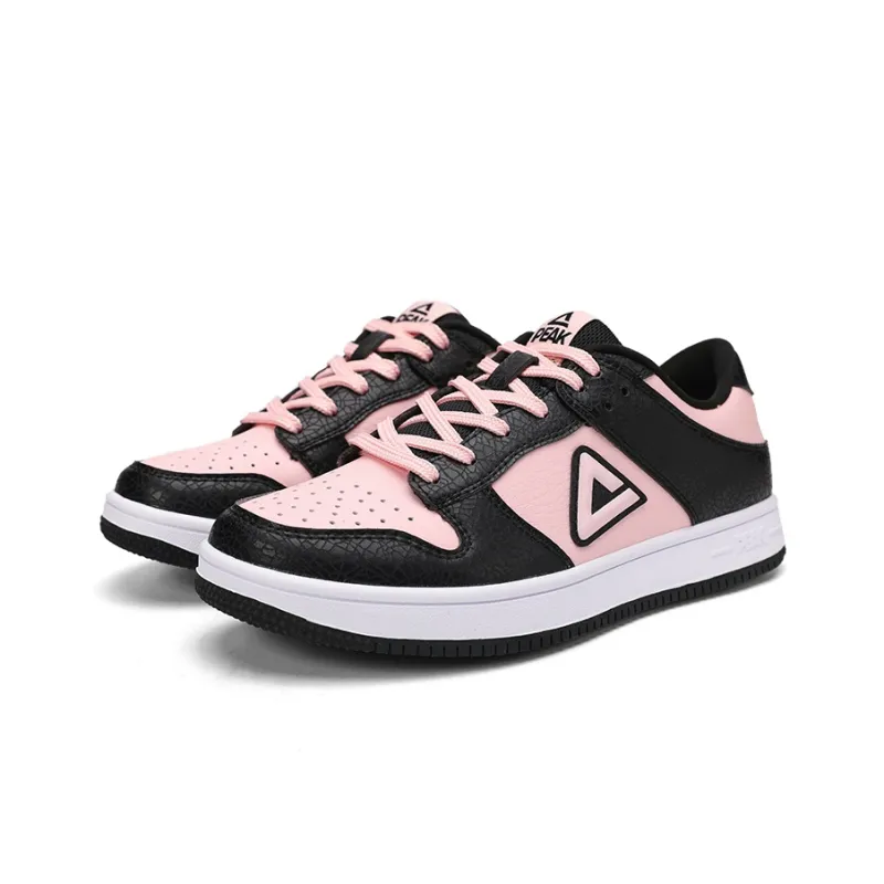 PEAK Style Slip Resistant Cushioning Wear Resistant Low Top Skateboard Shoes Women's Black Heaven Pink-2