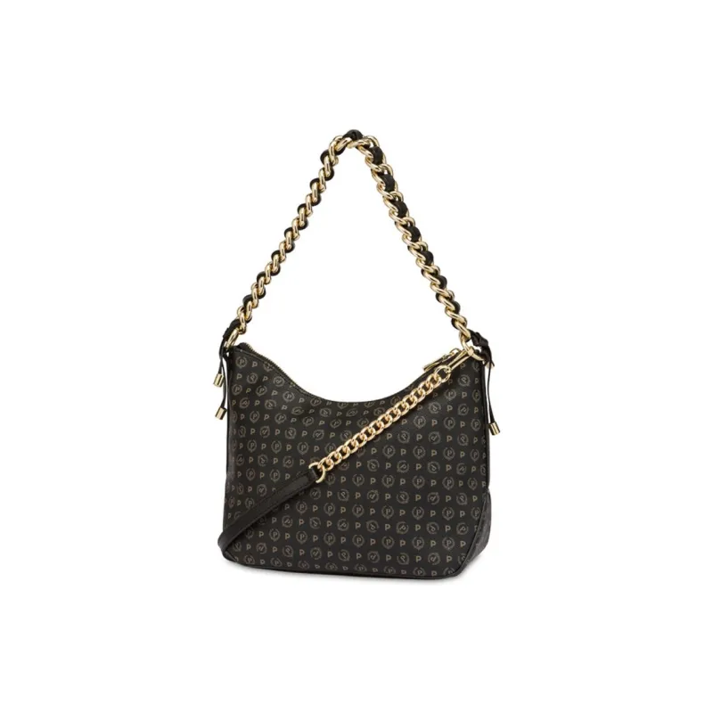 Pollini Calfskin Hobo Bag, Handbag, Shoulder Bag Women's Black-2