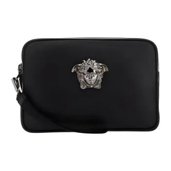 VERSACE Cow Leather Clutch Regular Men's Black