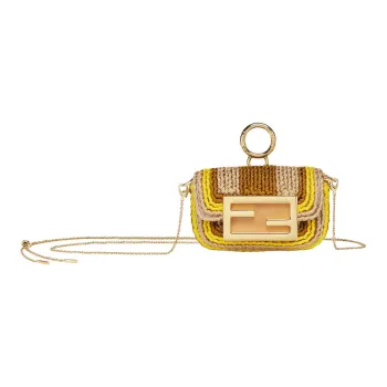 FENDI Calfskin Embroidered Tassel Bag Accessory Women's Multicolor