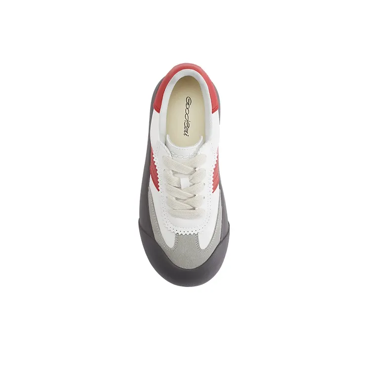 GOOD BAI Anti Slip Wear Resistant Low Top Casual Shoes Unisex Red Gray White-3