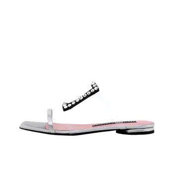 Les Petits Joueurs Slip-Resistant Slide Slippers Women's Silver
