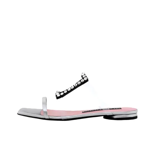 Les Petits Joueurs Slide Slippers Women's Silver