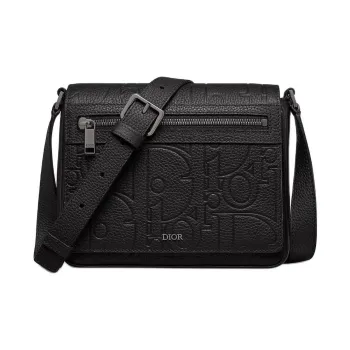 DIOR Grained Calfskin Messenger Bag Shoulder Bag Crossbody Bag Men's Black