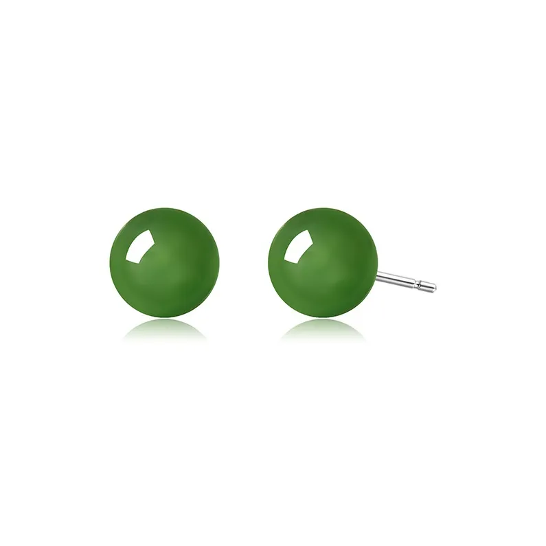 IL&CO. Hetian Jade Stud Earrings Women's Jasper-0