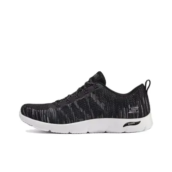 Skechers Cushioning, Slip Resistant, Abrasion Resistant, Lightweight Low Top Casual Running Shoes Women's Black White
