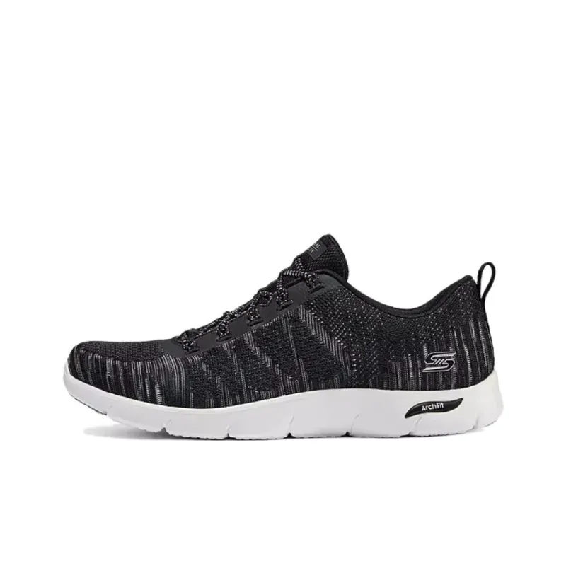 Skechers Cushioning, Slip Resistant, Abrasion Resistant, Lightweight Low Top Casual Running Shoes Women's Black White-0