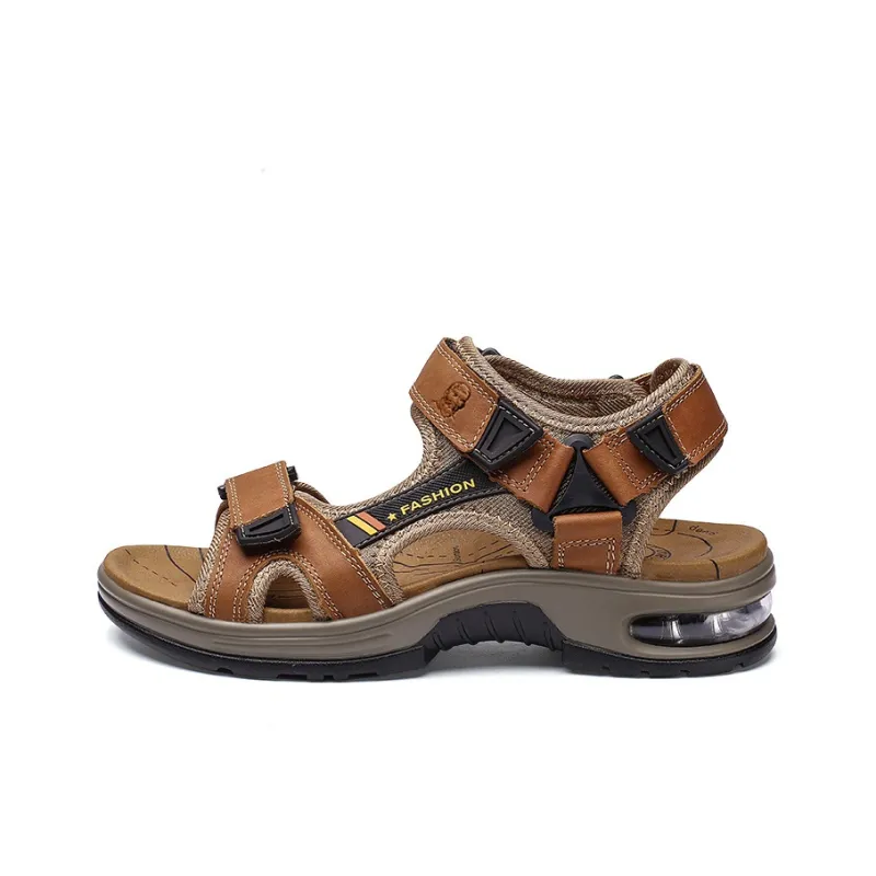 LAORENTOU Beach Sandals Men Khaki/Burgundy/Black-2
