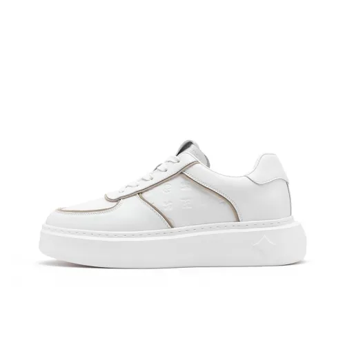 JOSINY Small White Shoes Low-Top Skateboard Shoes Men's White