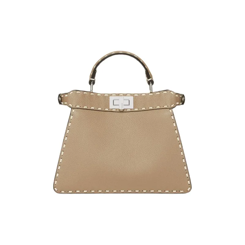 FENDI Embroidered Calfskin Shoulder Bag Crossbody Bag Handbag Small Size Women's Dove Gray-2