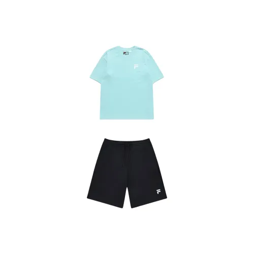 FILA FUSION TOKYO STUDIO Casual Sportswear Unisex Set Ice Pink Green Tops+Black Shorts