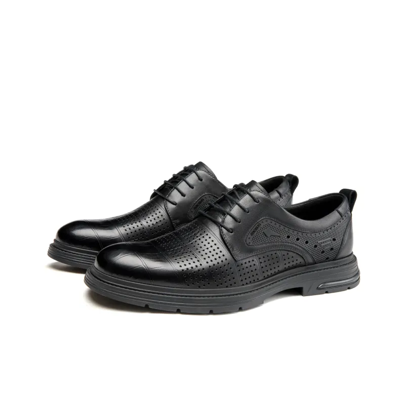 AOKANG New Arrival Business Formal, Cut Out Lace Up Shoes Casual Leather Shoes Men's Black-2