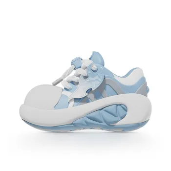 CHIKOKU Cushioning Anti Slip Wear Resistant Waterproof Breathable Coverage Support Low Top Chunky Sneakers Women's Blue