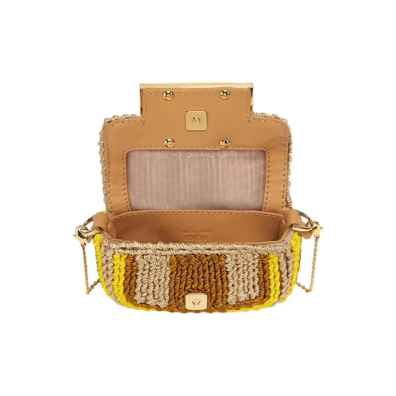 FENDI Calfskin Embroidered Tassel Bag Accessory Women's Multicolor-3