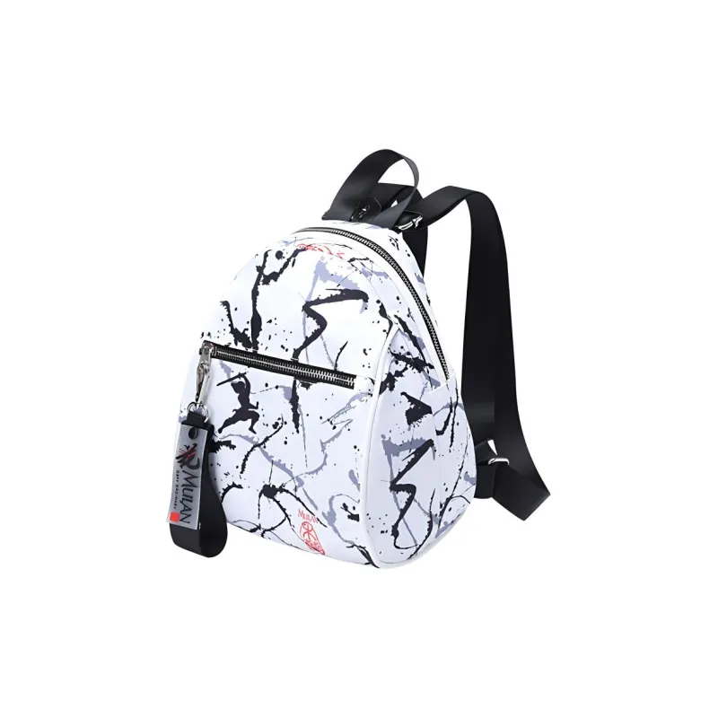 Anta Mulan Collaboration 150D Imitation Memory Fabric Casual Backpack Regular Unisex White-1