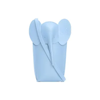 LOEWE Elephant Pocket Cow Leather Cell Phone Pouch Shoulder Bag Crossbody Bag Regular Women's Gray Blue