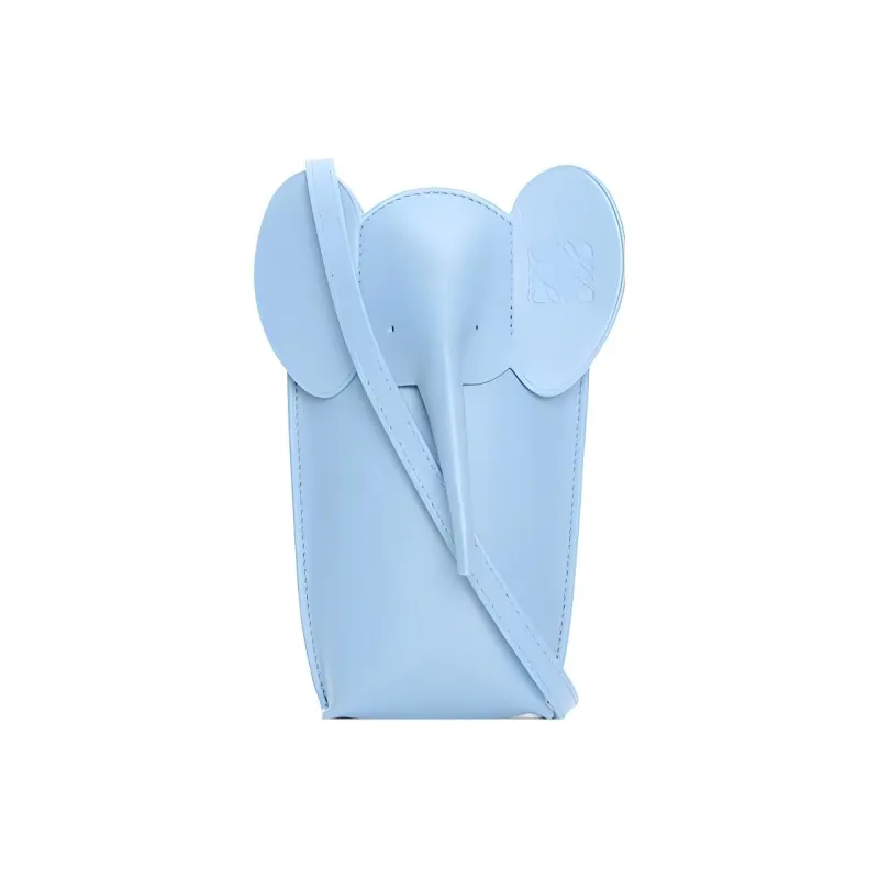 LOEWE Elephant Pocket Cow Leather Cell Phone Pouch Shoulder Bag Crossbody Bag Regular Women's Gray Blue-0