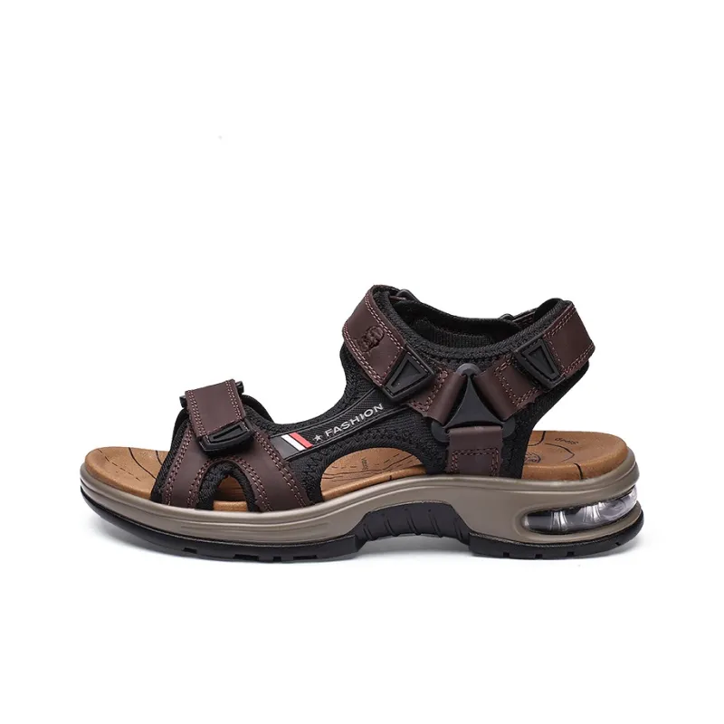 LAORENTOU Beach Sandals Men Khaki/Burgundy/Black-4