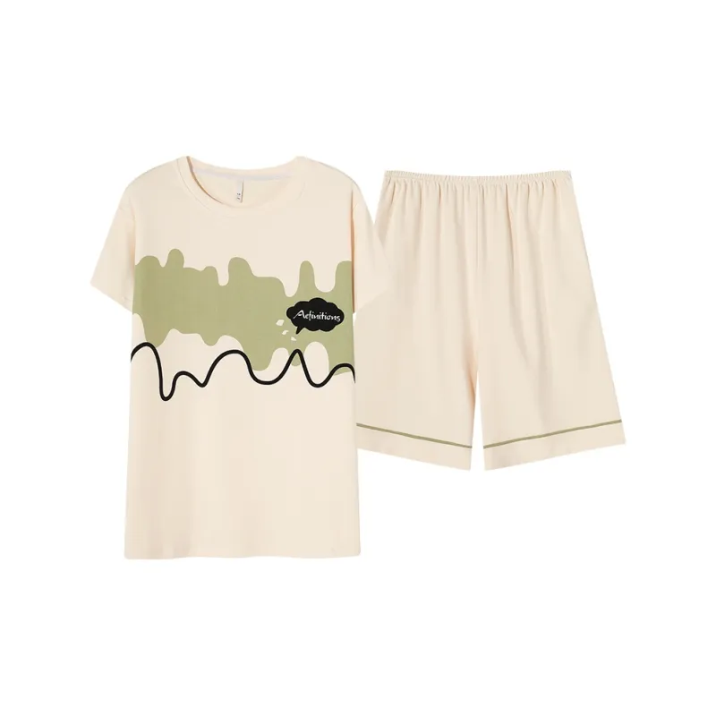 CAIHENGTONG Pajama Set Unisex Cream Apricot-2