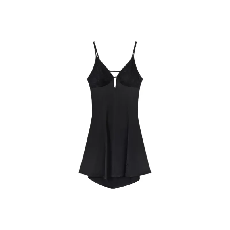 H YXIANG Nightgown Women's Black-0