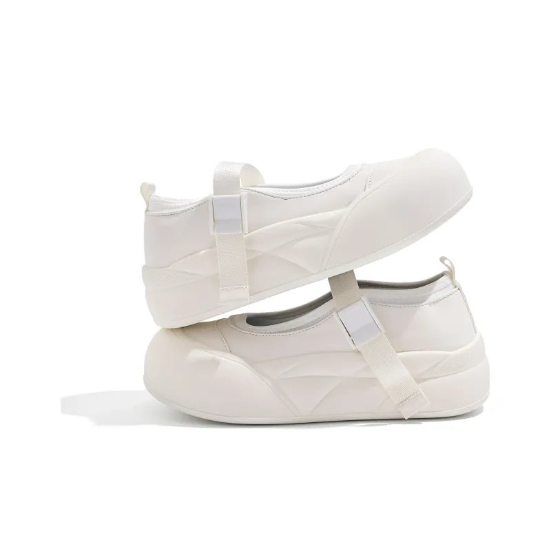 HUANQIU Platform Mary Jane Shoes Women's Beige-2