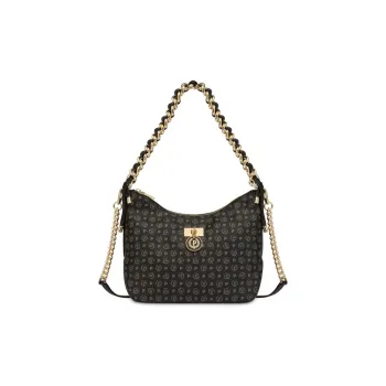 Pollini Calfskin Hobo Bag, Handbag, Shoulder Bag Women's Black