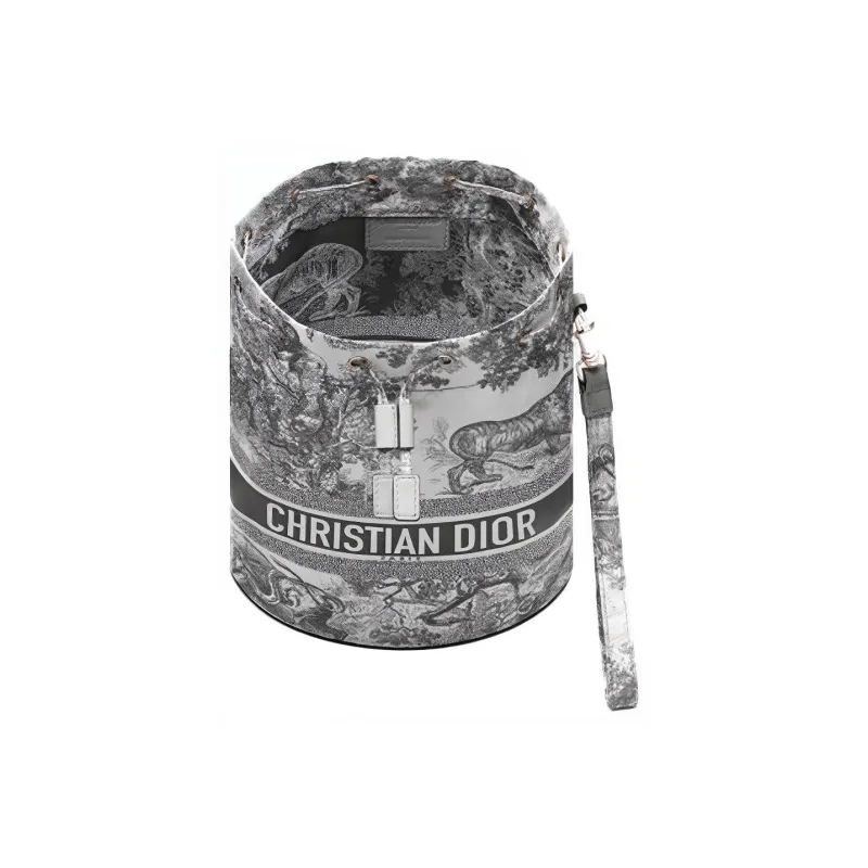 DIOR DiorTravel Technical Fabric Bucket Bag Makeup Bag Toiletry Bag Storage Bag Clutch Women's Gray-2