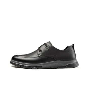 AOKANG Lace Up Soft Leather Shoes Business Casual Shoes Men's Black