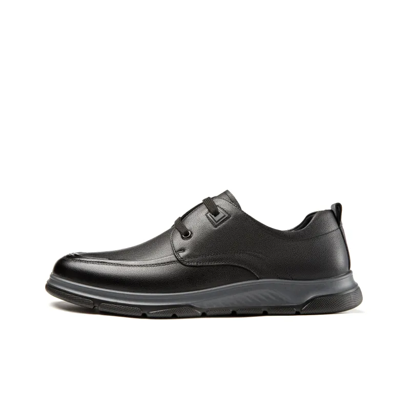 AOKANG Lace Up Soft Leather Shoes Business Casual Shoes Men's Black-0