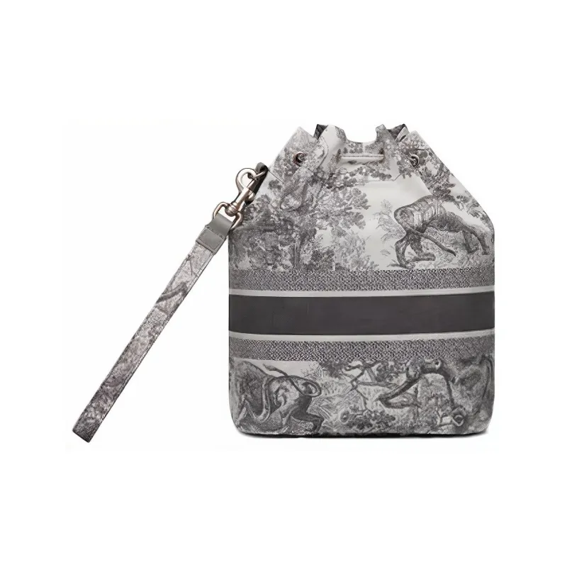 DIOR DiorTravel Technical Fabric Bucket Bag Makeup Bag Toiletry Bag Storage Bag Clutch Women's Gray-3