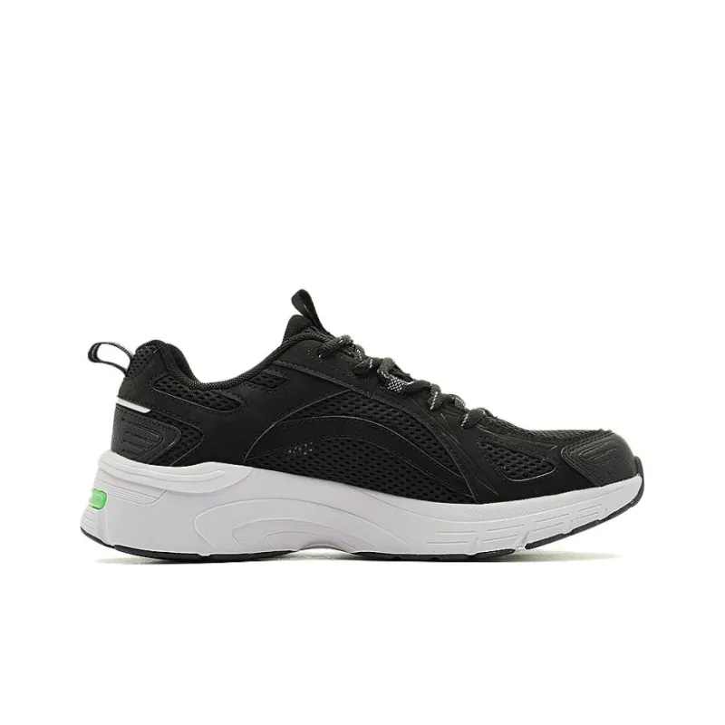 QIAODAN Cushioned Slip Resistant Breathable Lightweight Low Top Casual Running Shoes Men's Black Green-1