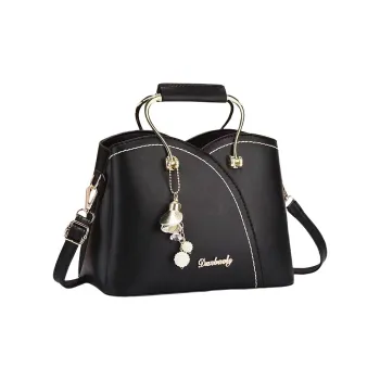 Dusen Kangaroo PU Handbag Women's Black/White/Pink & White/Khaki & White/Black & White