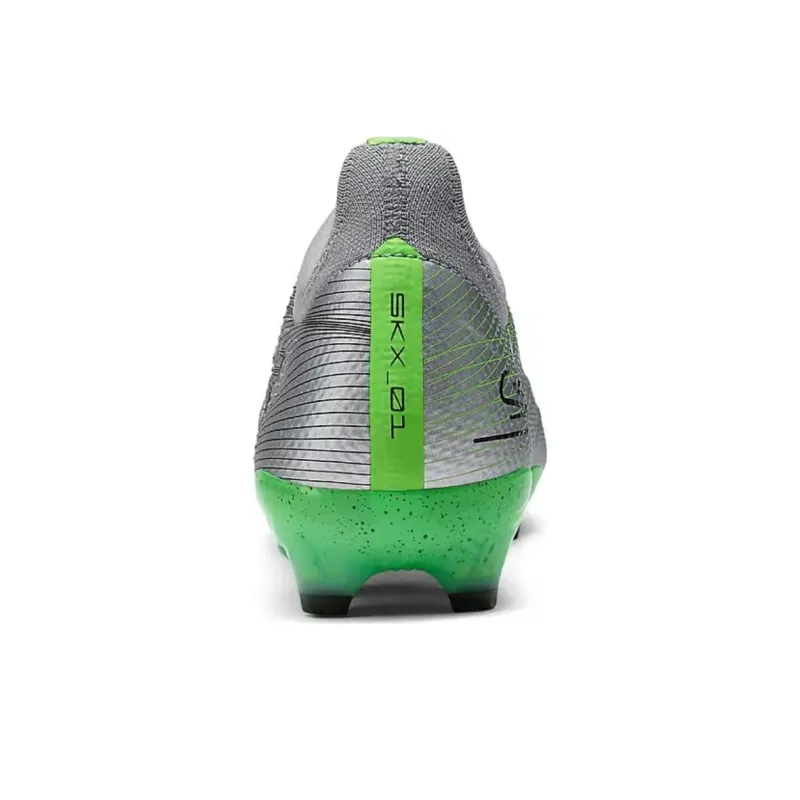 Skechers MEN'S GO BASKETBALL Artificial Ground Non slip And Sweat wicking Soccer Shoes Men's Silver Green-4