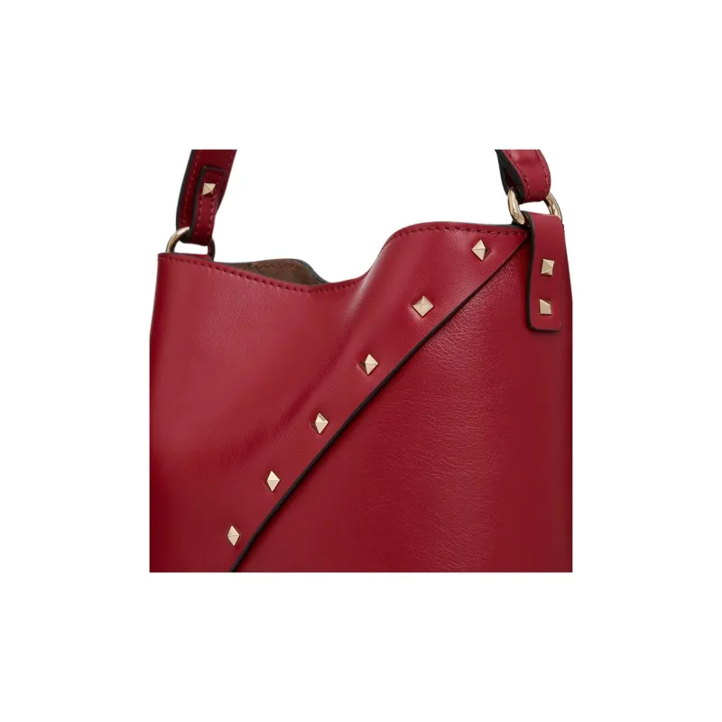 Valentino Rockstud Calfskin Bucket Bag, Handbag, Shoulder Bag, Crossbody Bag Women's Red-5