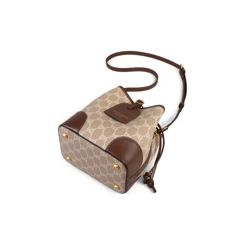 PT'SON Synthetic Leather Bucket Bag, Handbag, Shoulder Bag, Crossbody Bag Regular Women's Khaki-2