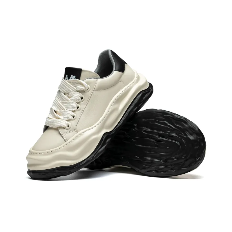 Anthony Miles Wear Resistant Height Increasing Low Top Skateboard Shoes Men's White-4