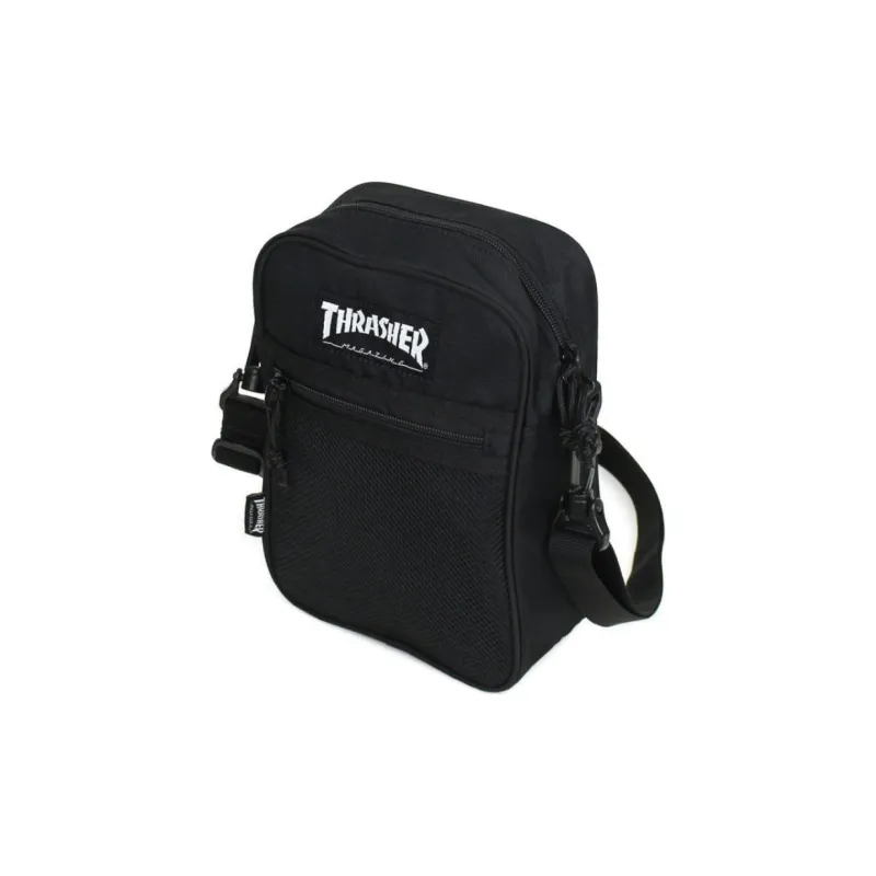 Thrasher Polyester Crossbody Bag Regular Unisex Black White-1