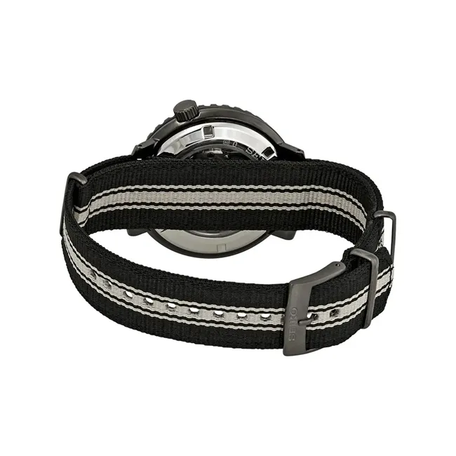 SEIKO Mechanical Movement Canvas Strap Watch Men's Watches Black Dial-1