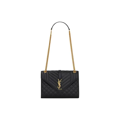 SAINT LAURENT Envelope Bag Medium Matelasse Leather Noir