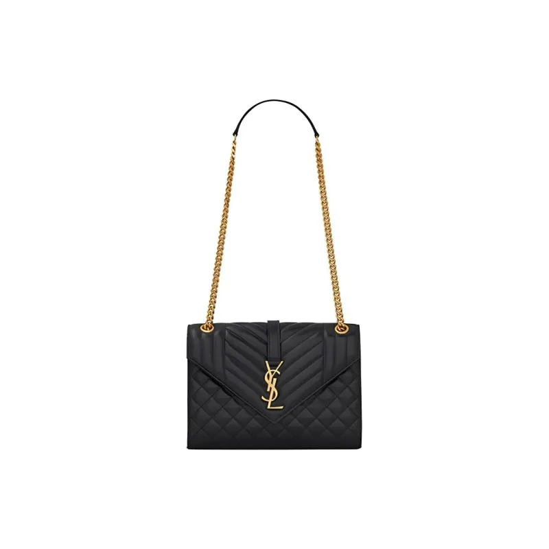 SAINT LAURENT Envelope Bag Medium Matelasse Leather Noir-0