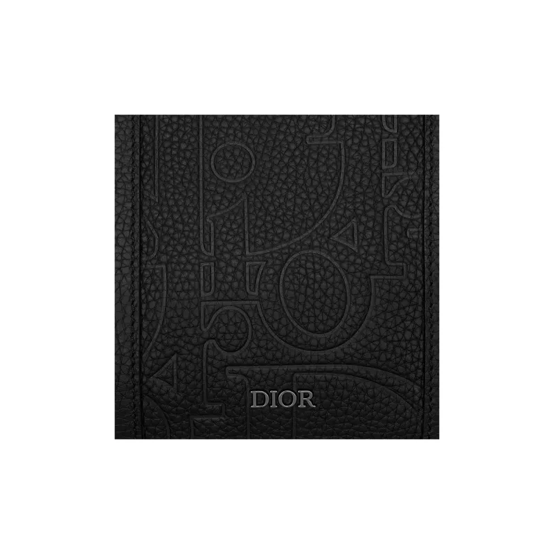 DIOR Gravity Print Effect Grained Cow Leather Handbag Shoulder Bag Crossbody Bag Men's Black-5