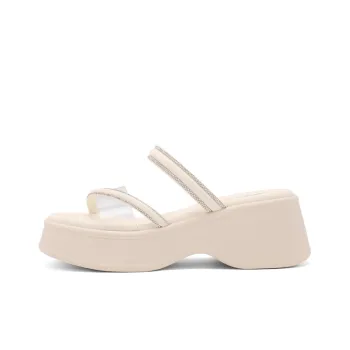 BELLE EVA Slip Resistant Abrasion Resistant Slide Slippers Women's Yellow Ecru