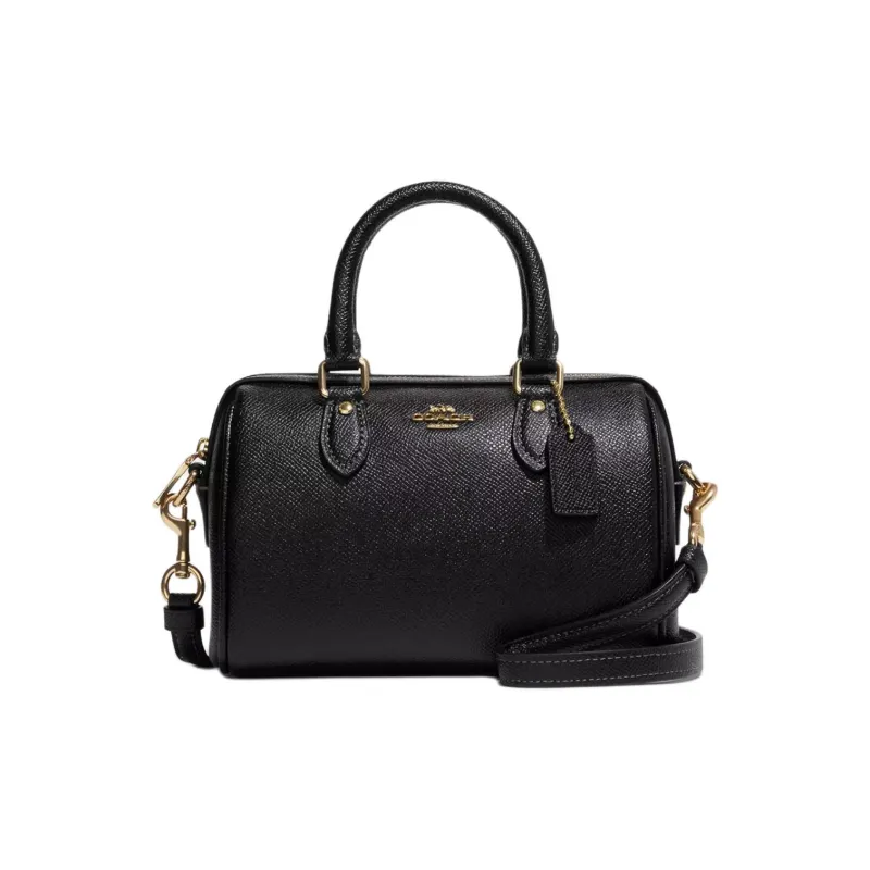 COACH Rowan Recycled Leather Handbag Shoulder Bag Crossbody Bag Small Size Women's Black-0