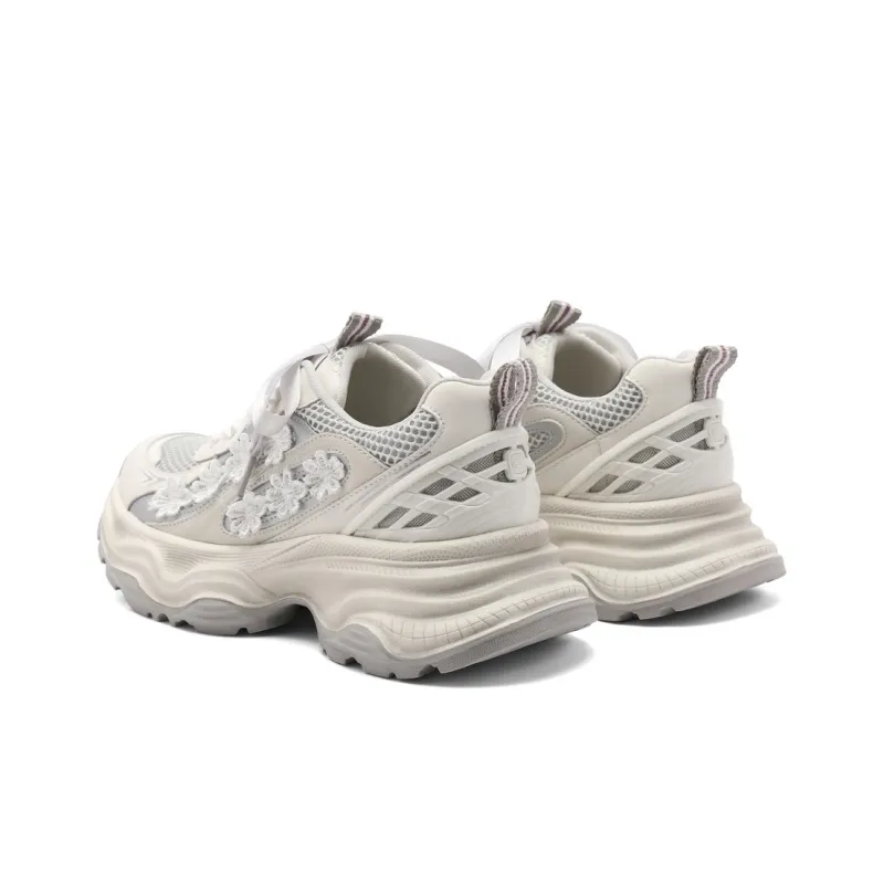 BELLE Cushioning, Slip Resistant, And Abrasion Resistant Low Top Chunky Sneakers Women's Gray, Apricot-3