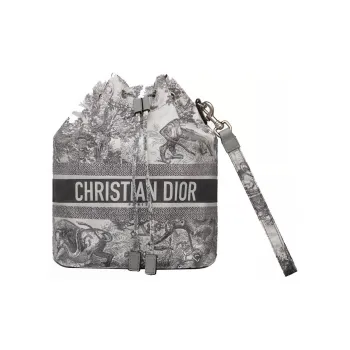 DIOR DiorTravel Technical Fabric Bucket Bag Makeup Bag Toiletry Bag Storage Bag Clutch Women's Gray