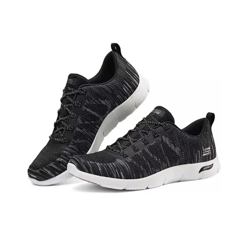 Skechers Cushioning, Slip Resistant, Abrasion Resistant, Lightweight Low Top Casual Running Shoes Women's Black White-2