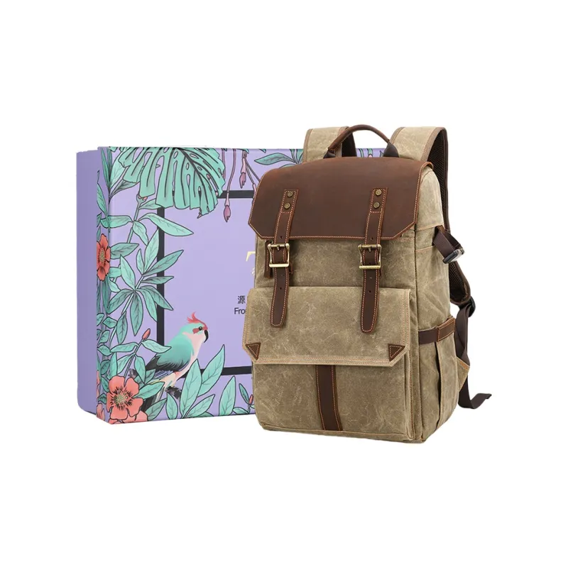 TTaG．baG Batik Canvas With Crazy Horse Cow Leather Carry Backpack Regular Unisex-0