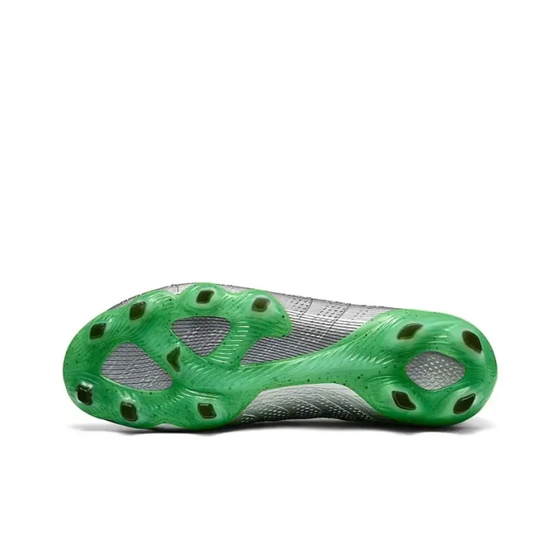 Skechers MEN'S GO BASKETBALL Artificial Ground Non slip And Sweat wicking Soccer Shoes Men's Silver Green-5